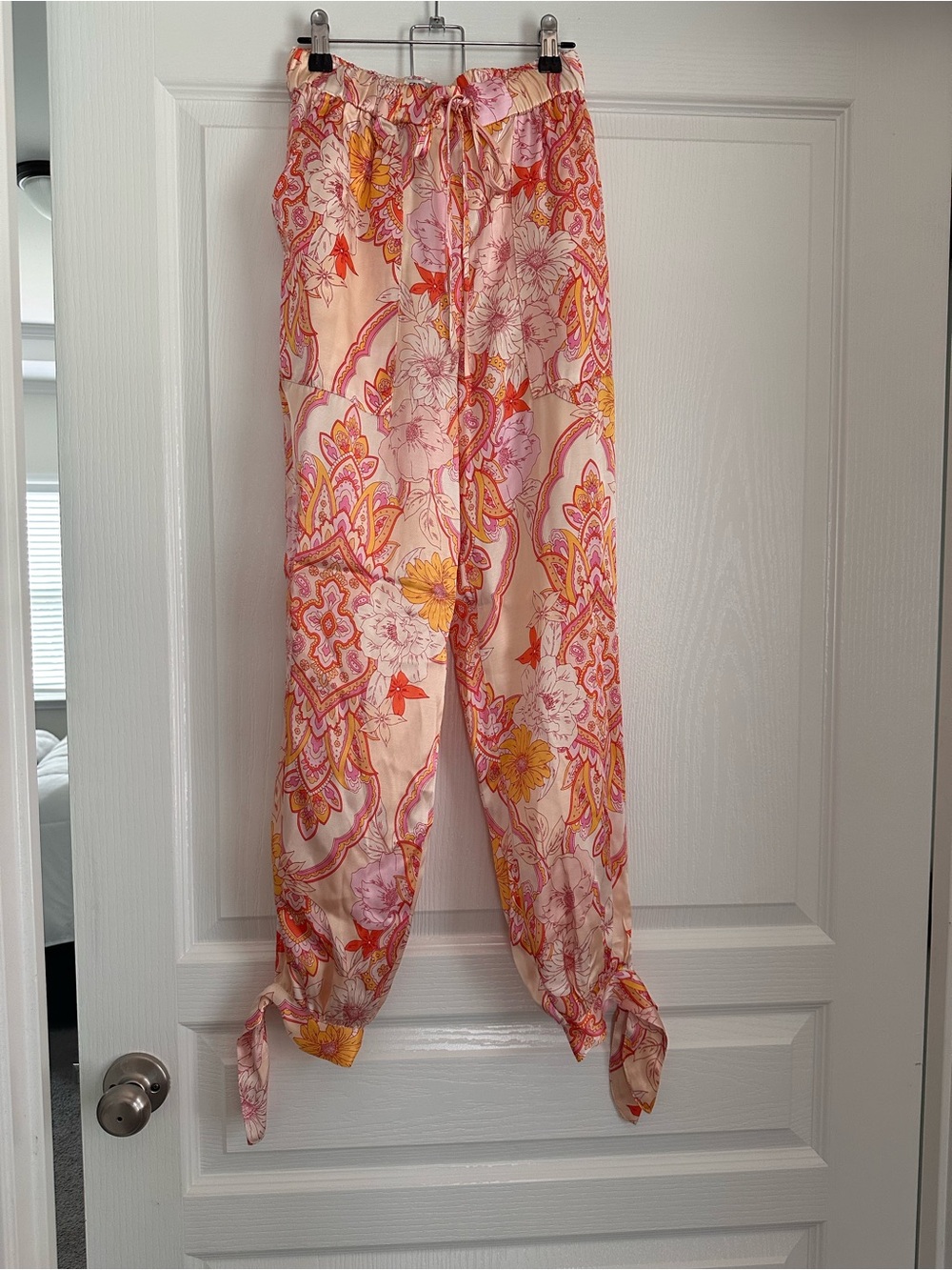ZARA Pink and Orange Paisley Midi Skirt